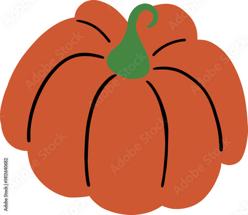 Compact Pumpkin with Rounded Ridges