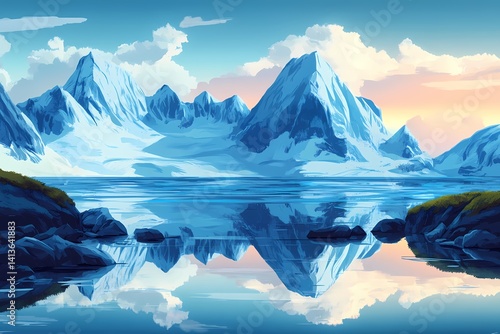 Tranquil Alpine Snow-Capped Mountains and Reflection in Serene Water - Explore Untamed Natural Beauty