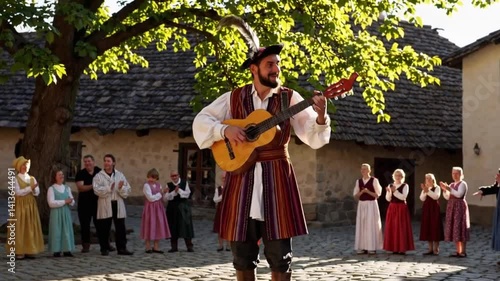 A traveling bard playing a lute