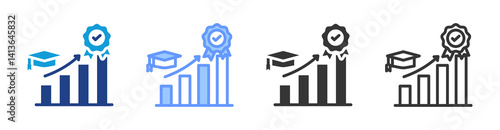 Higher Education icon set multiple style collection