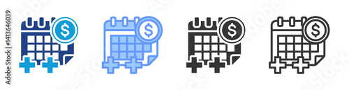 Extra Paid Holidays icon set multiple style collection
