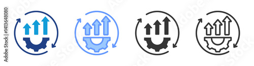Continuous Improvement icon set multiple style collection