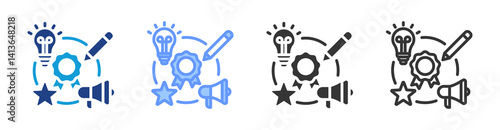 Brand Building icon set multiple style collection