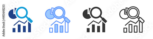 Market Research icon set multiple style collection