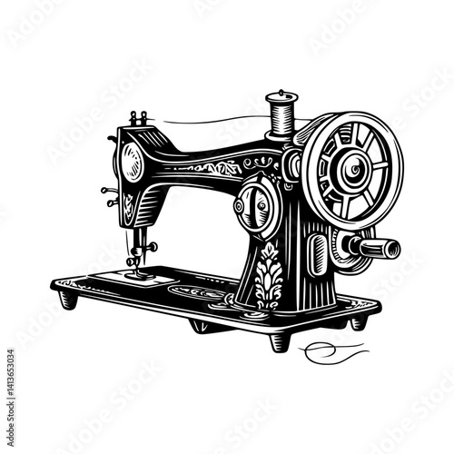 Vintage Sewing Machine Illustration