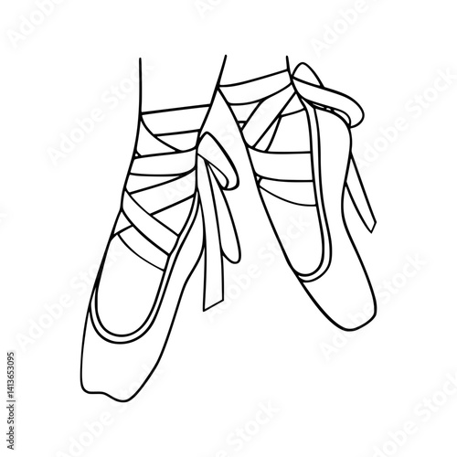 Ballet Slippers Line Art Illustration