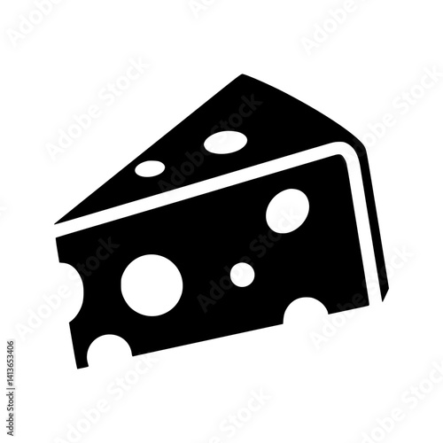 Cheese Slice Icon - Black Outline