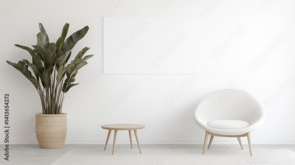 Fototapeta premium Elegant minimalist white flower vase background soft lighting calm peaceful design