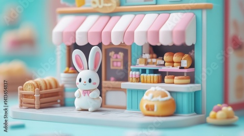Wallpaper Mural Cute Rabbit Bakery Scene with Colorful Pastries and Delicate Details in a Playful Atmosphere Torontodigital.ca