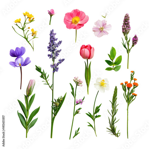 Wallpaper Mural Spring Flowers Isolated on transparent background Torontodigital.ca