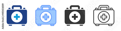 First Aid Kit icon set multiple style collection