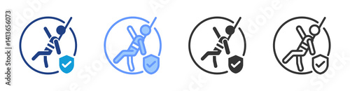Fall Protection Measures icon set multiple style collection