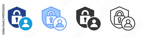 Security Access Control icon set multiple style collection