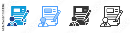 Employment Contract icon set multiple style collection