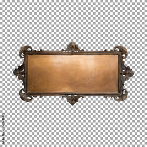 Classic Brass Nameplate with Decorative Elements on transparent background, png, psd
