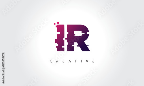 Digital Glitch IR Letter Logo | Modern Creative Branding Design | Technology Business Identity"