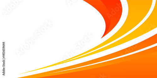 A vibrant abstract vector background featuring orange and yellow curved wave lines over a white backdrop, creating a dynamic and energetic flow design. wave background.