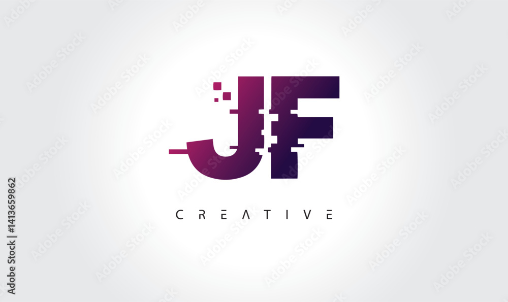 Digital Glitch JF Letter Logo | Modern Creative Branding Design | Technology Business Identity Digital Glitch JF Letter Logo | Modern Creative Branding Design | Technology Business Identity