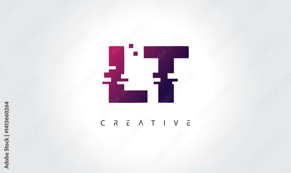 Obraz premium Digital Glitch LT Letter Logo | Modern Creative Branding Design | Technology Business Identity