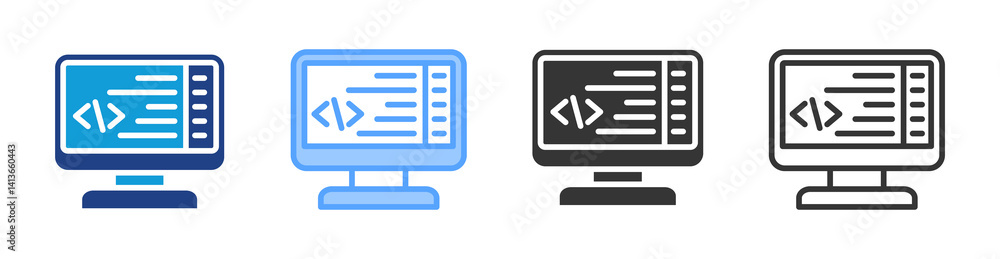 Line Code icon set multiple style collection Line Code icon set multiple style collection