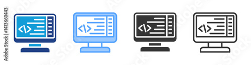 Line Code icon set multiple style collection