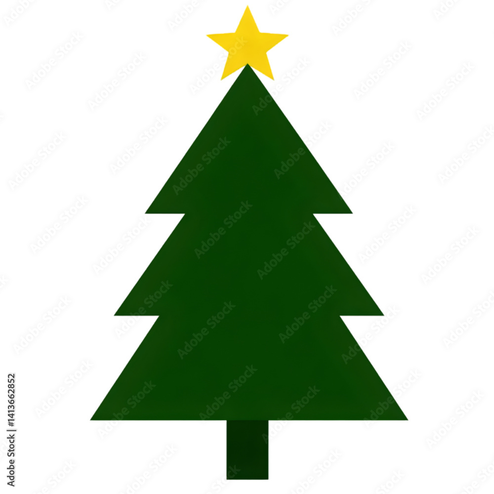 Isolated Illustration Of Green Christmas Tree With Yellow Star On Black Background Isolated Illustration Of Green Christmas Tree With Yellow Star On Black Background