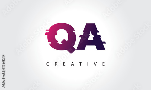 "Digital Glitch QA Letter Logo | Modern Creative Branding Design | Technology Business Identity"