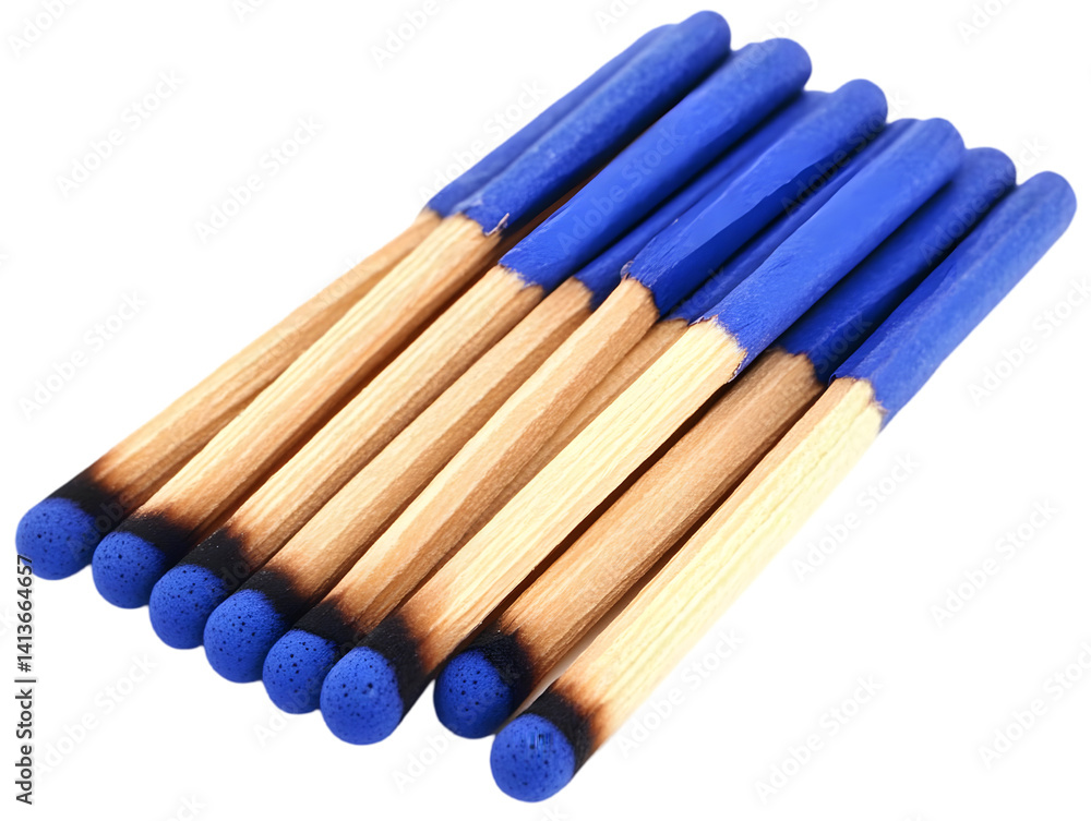 Isolated Matchsticks with Blue Heads and Transparent Background Photography Isolated Matchsticks with Blue Heads and Transparent Background Photography
