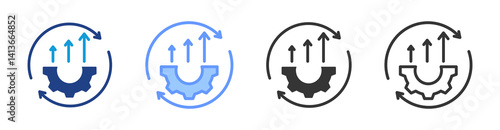 Continuous Improvement icon set multiple style collection