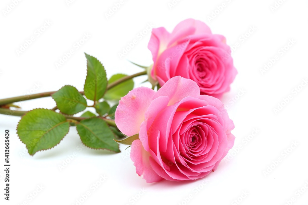 two pink roses on a white background two pink roses on a white background