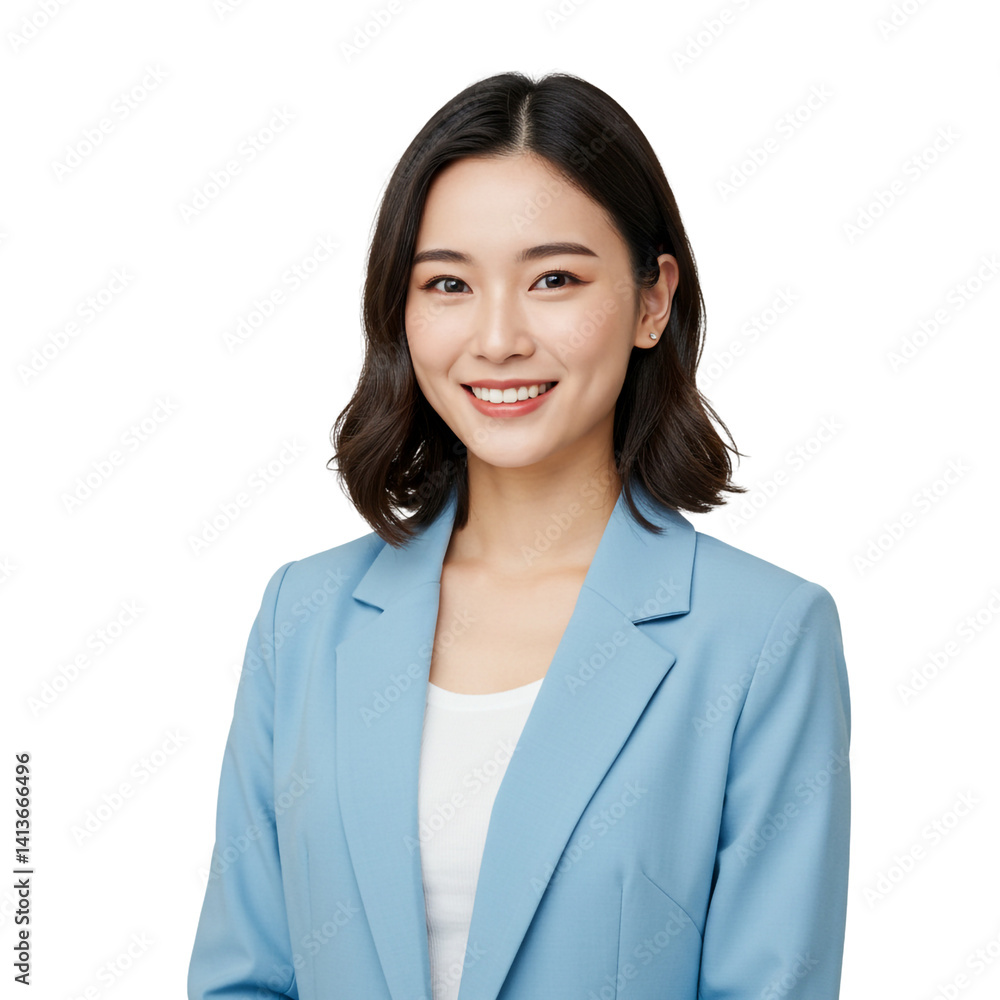 Smiling Asian Businesswoman in Light Blue Blazer Cheerful Professional Executive Happy Corporate Leadership Friendly Smiling Asian Businesswoman in Light Blue Blazer Cheerful Professional Executive Happy Corporate Leadership Friendly