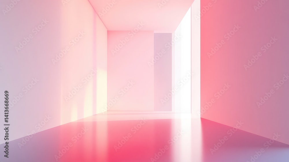 Fototapeta premium Gentle soft pink light glowing in the background with a smooth gradient, plenty of space for a central copy