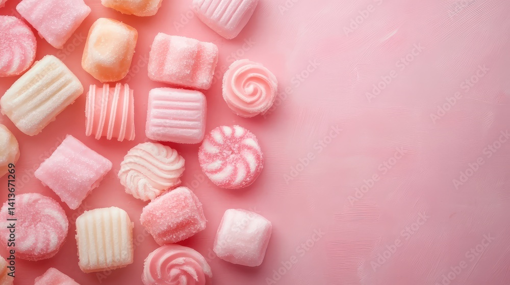 Soft pastel candy background in shades of pink and peach, smooth texture and gentle light, creating a sweet and romantic mood with ample copy space Soft pastel candy background in shades of pink and peach, smooth texture and gentle light, creating a sweet and romantic mood with ample copy space