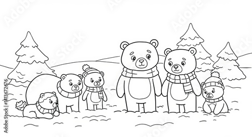Wallpaper Mural Cute Bears in Snowy Winter Wonderland Illustration Torontodigital.ca
