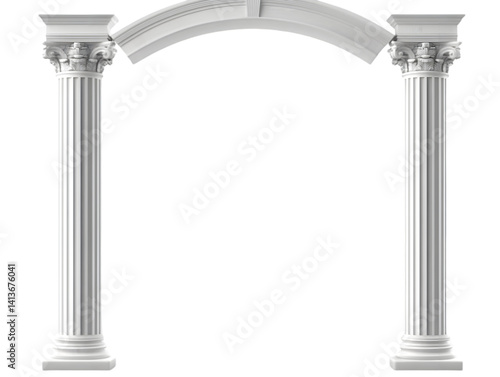 Obraz na płótnie Isolated White Classical Archway with Columns Transparent Background 3d Render w salonie