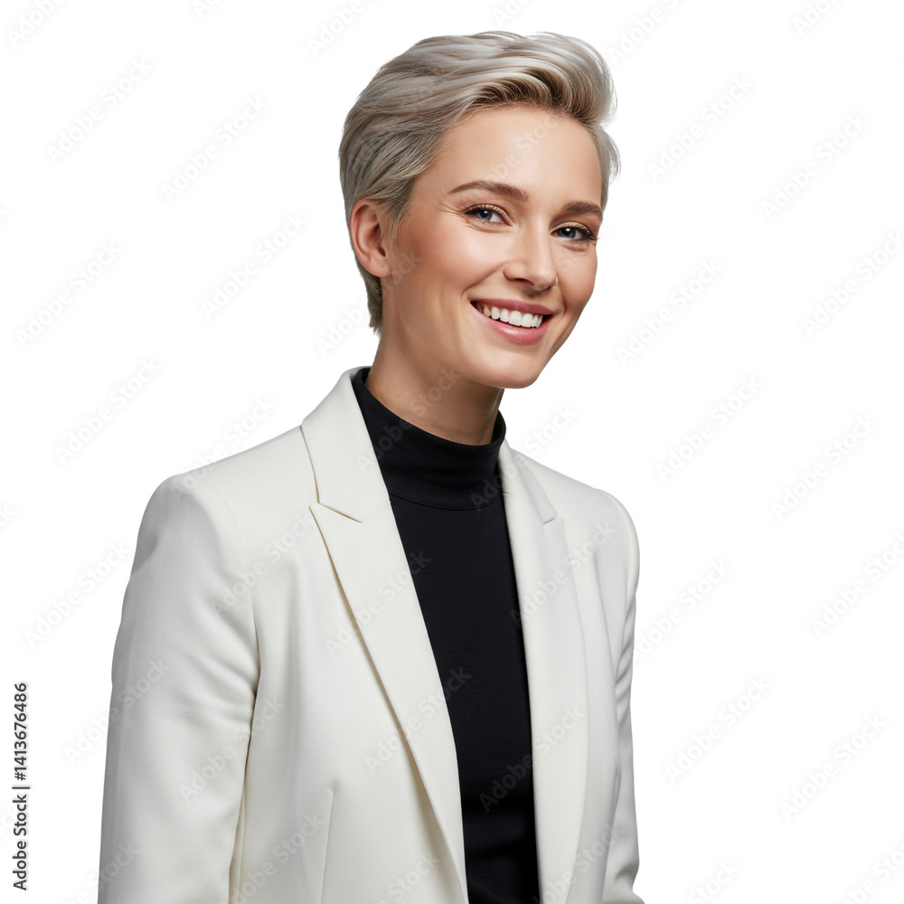 Confident Caucasian Businesswoman in White Suit Determined Professional Executive Focused Corporate Smart Confident Caucasian Businesswoman in White Suit Determined Professional Executive Focused Corporate Smart