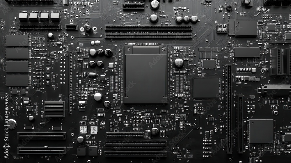 Fototapeta premium Circuit board. Technology background. Central Computer Processors CPU concept. Motherboard digital chip.