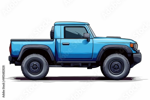 Stylized Blue Off-Road Pickup Truck Illustration - Rugged and Durable Modern SUV Design