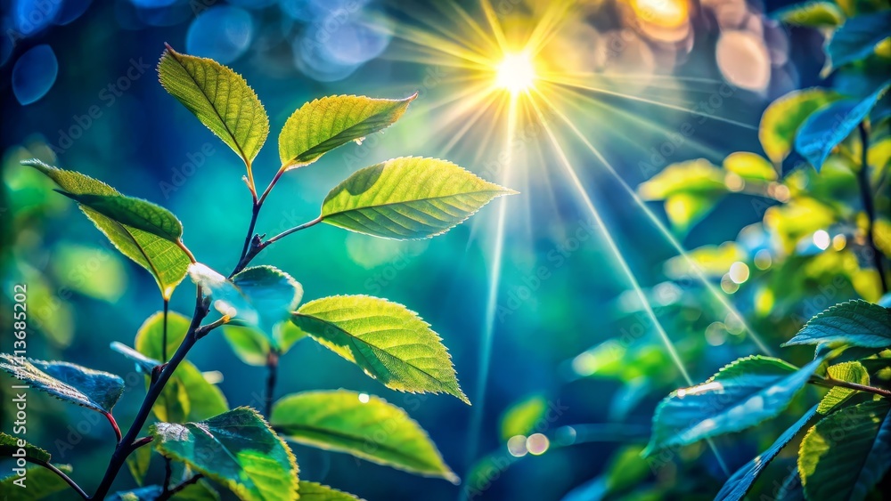 Obraz premium Sunbeams Through Green Leaves