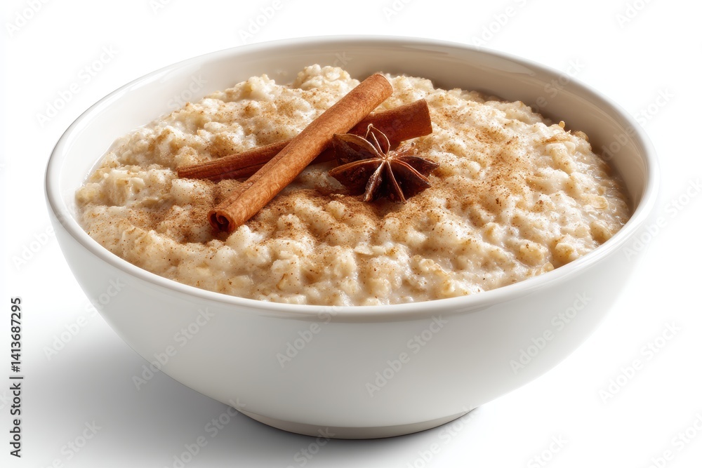 Creamy oatmeal delight with cinnamon sticks and star anise for cozy healthy breakfast bowl preparation Creamy oatmeal delight with cinnamon sticks and star anise for cozy healthy breakfast bowl preparation