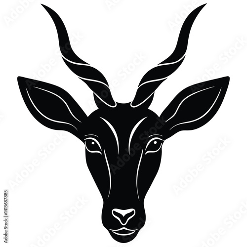 antelope head silhouette vector artwork