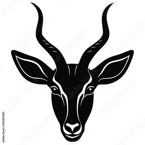 antelope head silhouette vector artwork