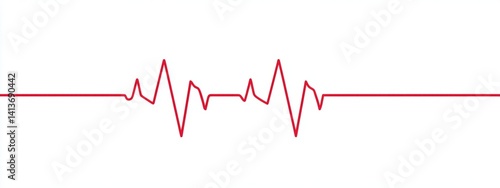 A simple red line of a heartbeat graphic, vector illustration, on a white background, with no shadows or details, in a minimalistic, flat design style.