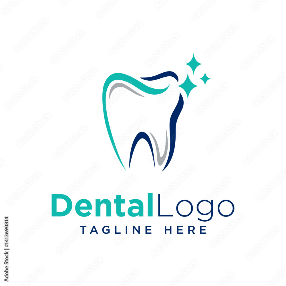Obraz premium modern and minimalist dental with shine star logo design 
