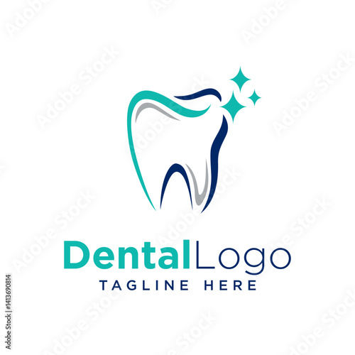 modern and minimalist dental with shine star logo design	
