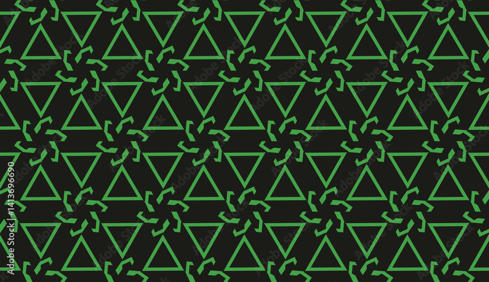 Fototapeta premium Modern elegant background Triangles, lines.. For your design. Vector seamless pattern in geometric style. Dark Green color.