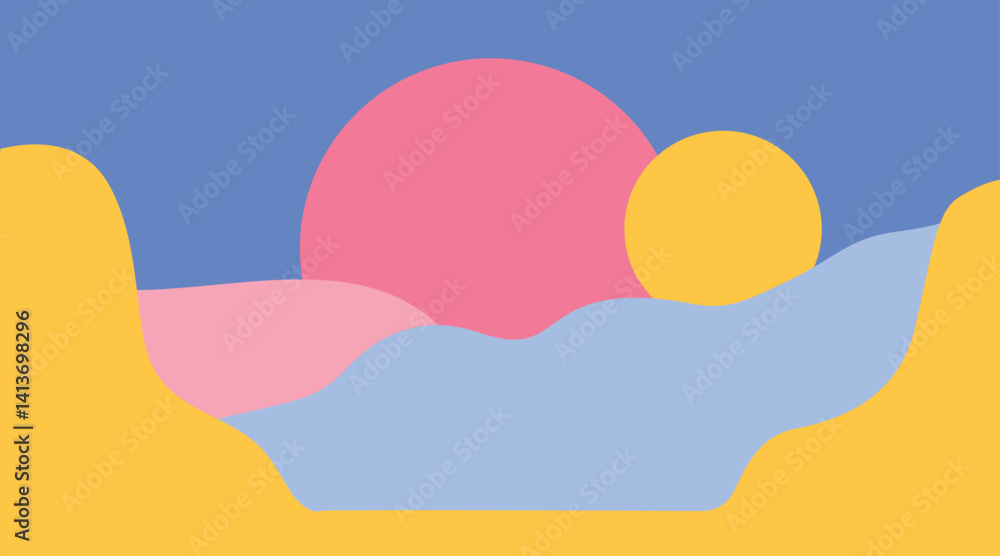 Colorful Abstract Geometric Shapes With Lines and Vibrant Colors, Retro 90s Memphis pattern with pastel background,