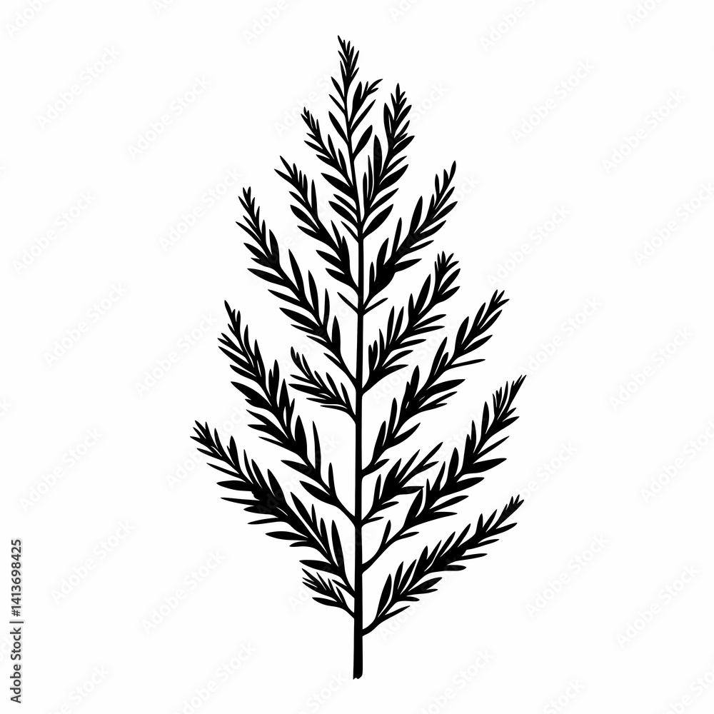 Fototapeta premium Black and White Fern Botanical Illustration: Minimalist Nature-Inspired Art for Elegant Home Decor and Eco-Friendly Living