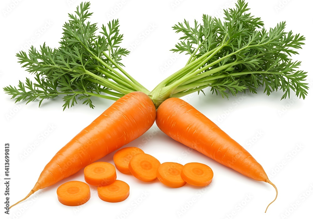 Fresh carrots with green leaves Fresh carrots with green leaves
