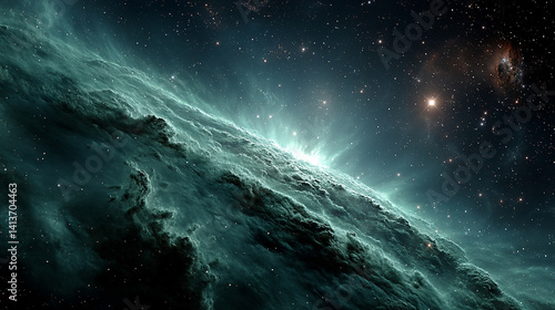 Wallpaper Mural A stunning space scene of green nebulae resembling auroras rippling across the cosmos symbolizes the mystery of the universe cosmic energy life beyond earth and the harmony of celestial forces

 Torontodigital.ca